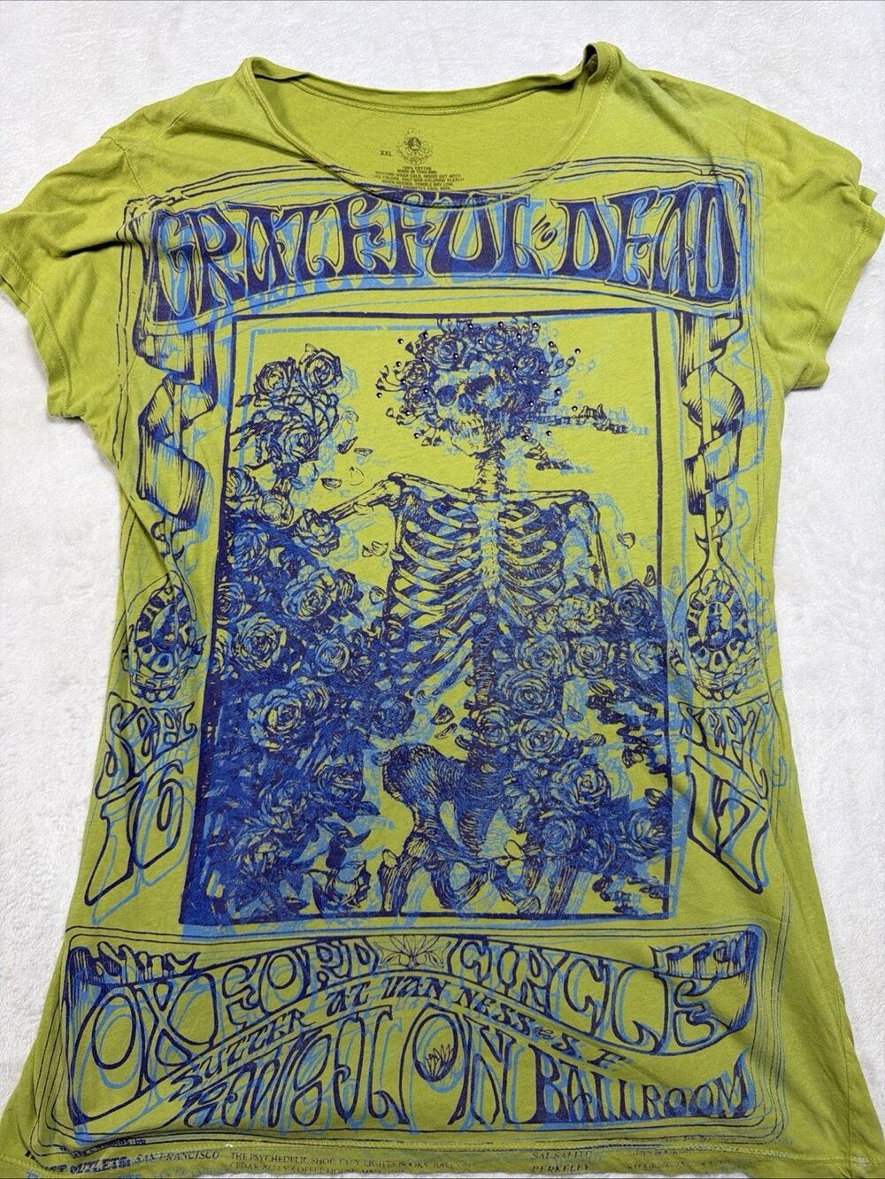 Grateful Dead 2009 Rhino Shirt Skull Roses Avalon Ballroom Concert Sz XXL